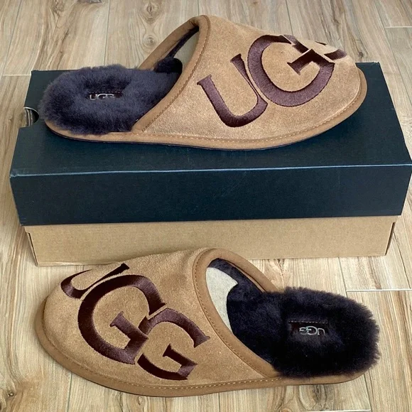 UGG Shoes Ugg Mens Logo Scuff Slipper Chestnut Sz Poshmark